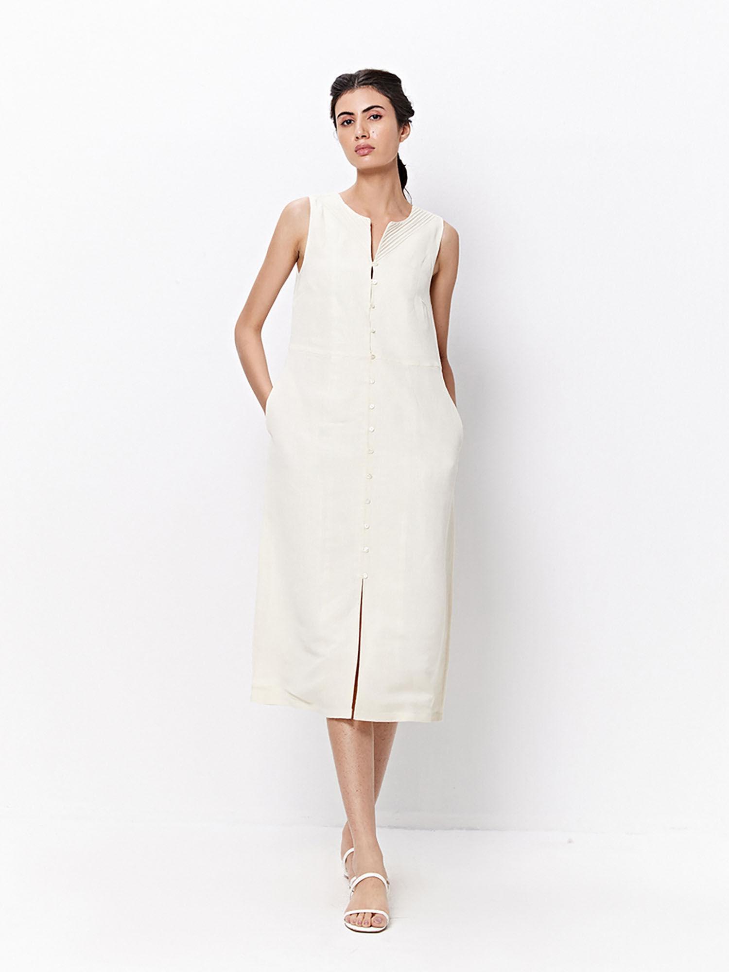 ivory straight knee length dress