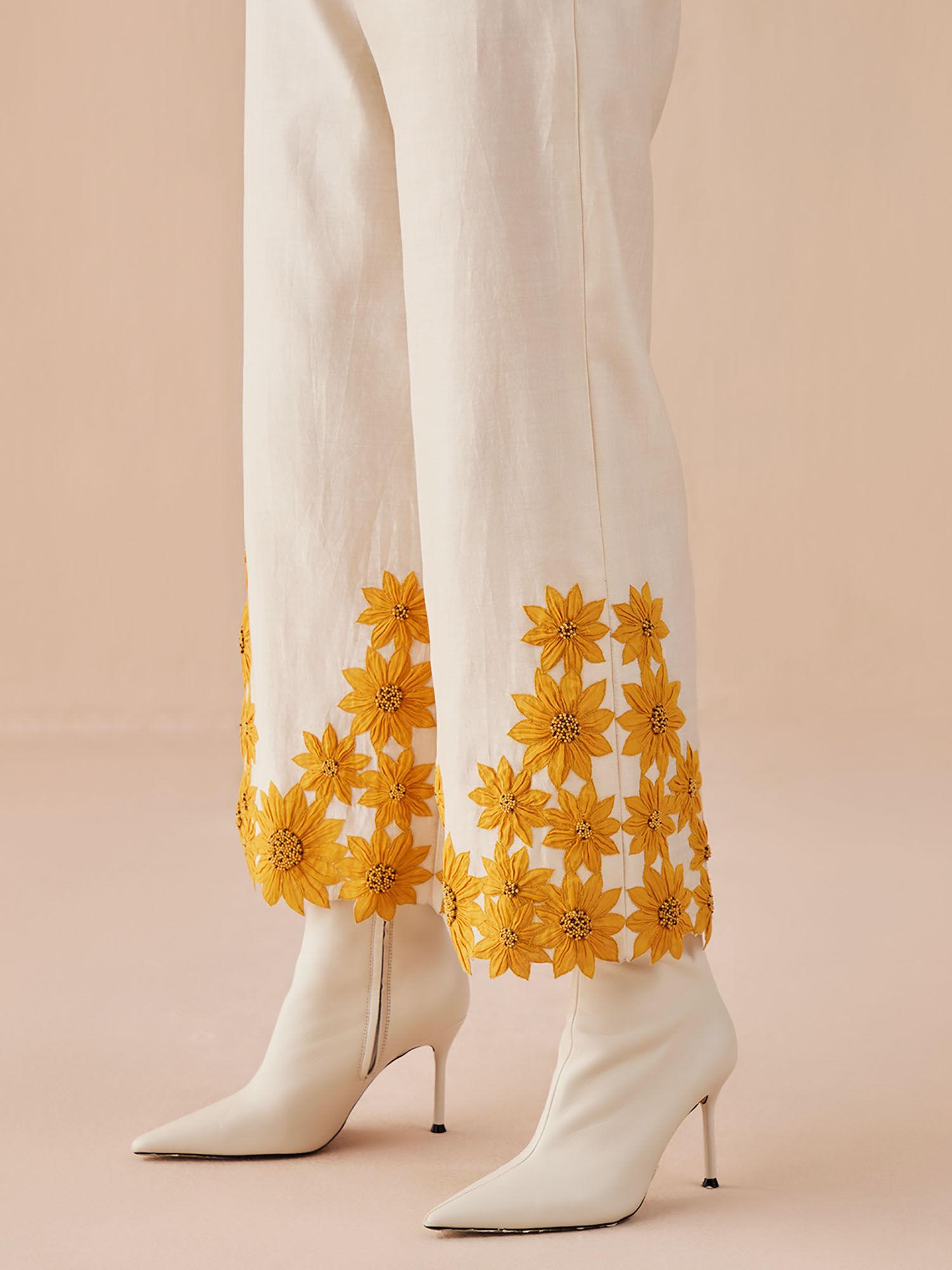 ivory sunflower pants