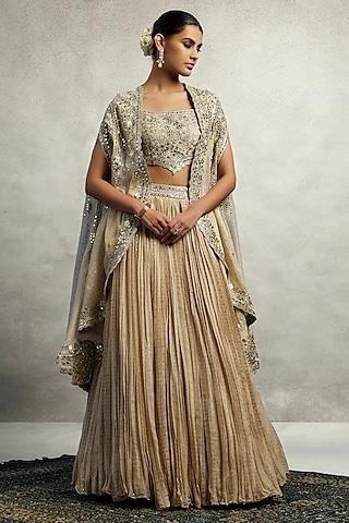 ivory tissue zari embroidered jacket lehenga set