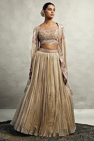 ivory tissue zari embroidered jacket lehenga set