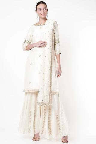 ivory zardosi embroidered gharara set