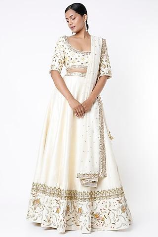 ivory zardosi embroidered lehenga set