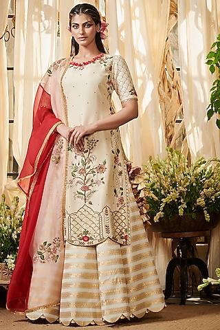 ivory zardosi embroidered lehenga set