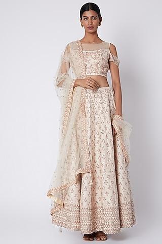 ivory zardosi embroidered lehenga set