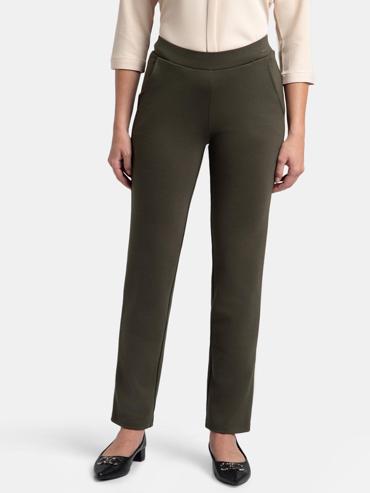 iw45 women rayon nylon elastane all day straight pants - deep depths