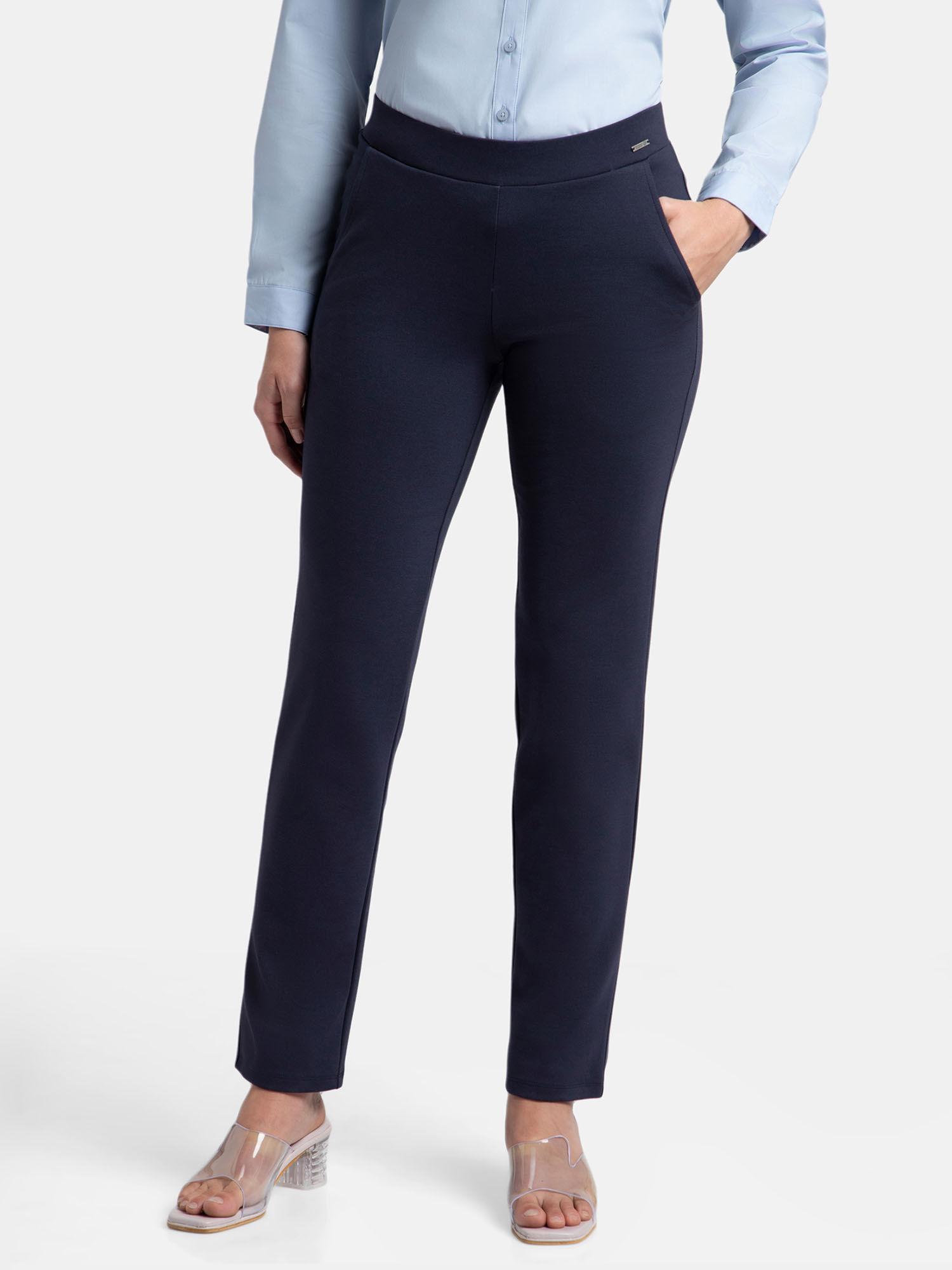 iw45 women rayon nylon elastane all day straight pants - navy blazer