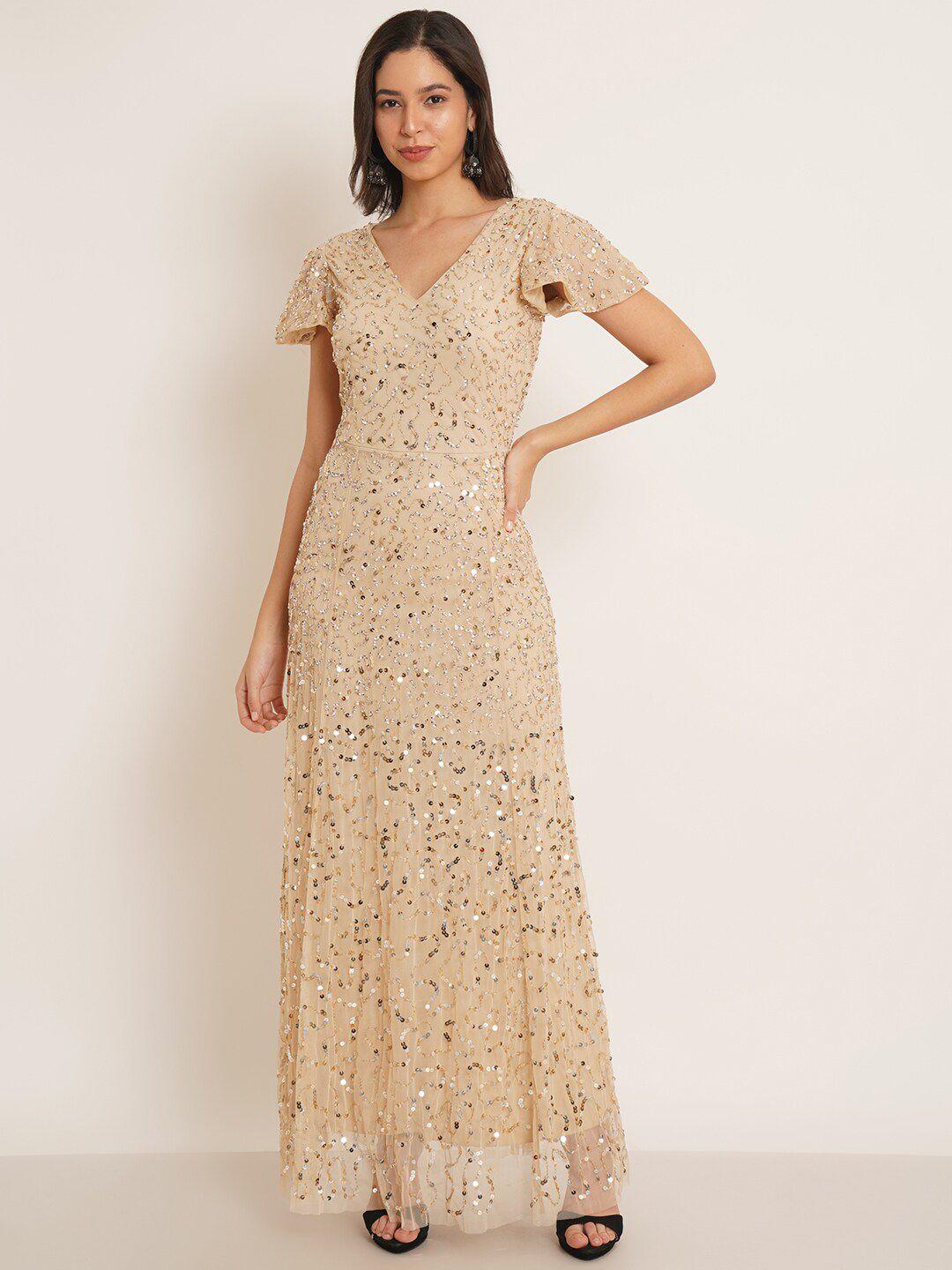 ix impression embellished flutter sleeve maxi dress