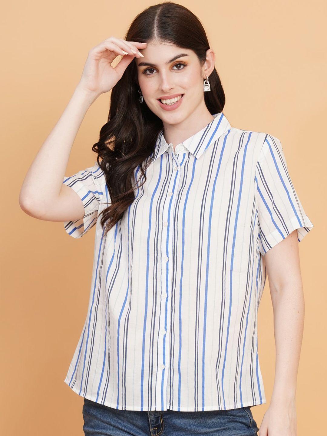 ix impression striped cotton shirt style top