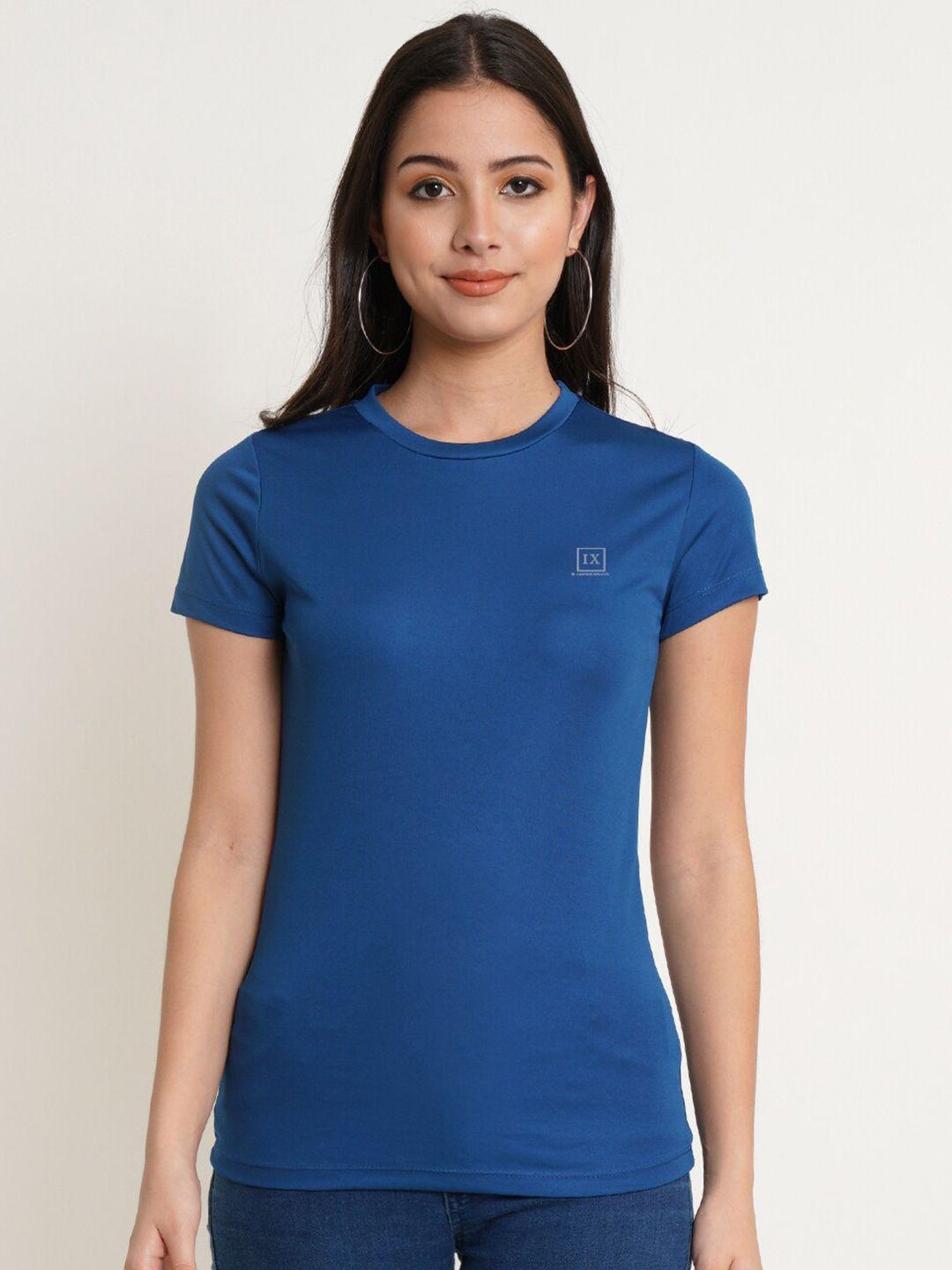 ix impression women blue slim fit t-shirt