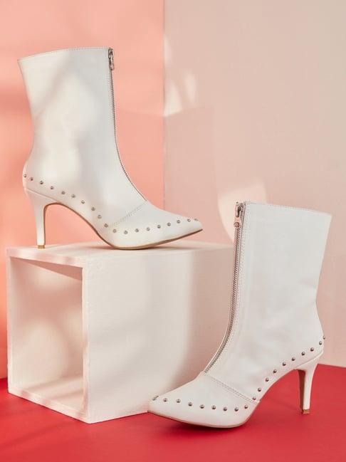 iykyk women's carla edgy & classy white stiletto booties