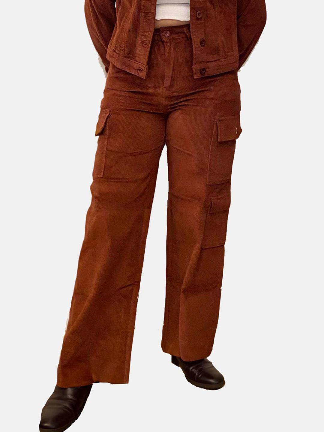 izf women relaxed straight fit cargos trousers