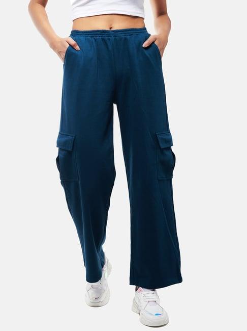 izf blue relaxed fit mid rise cargo pants