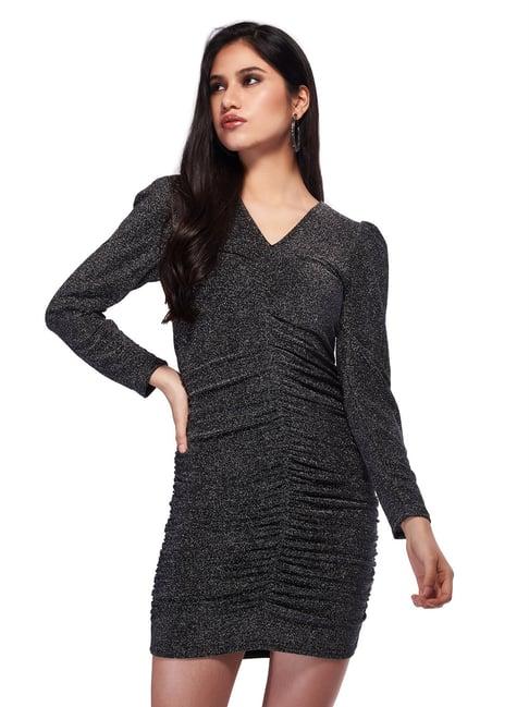 izf charcoal embellished bodycon dress