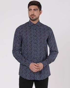 j fit micro print shirt