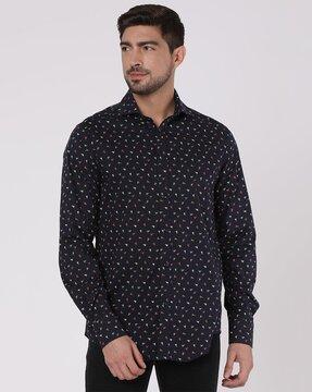 j fit micro print shirt