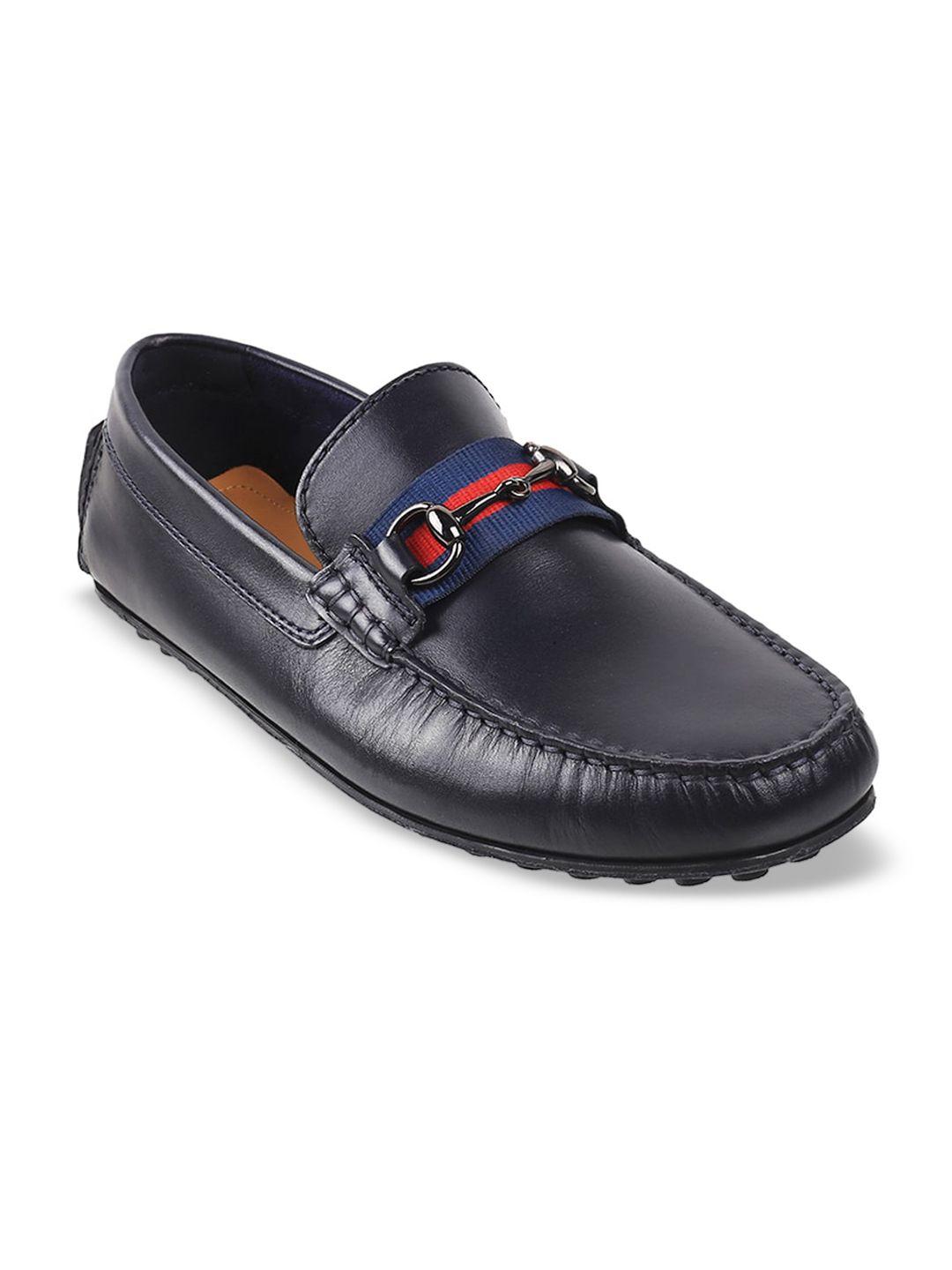 j fontini men blue textured leather loafers