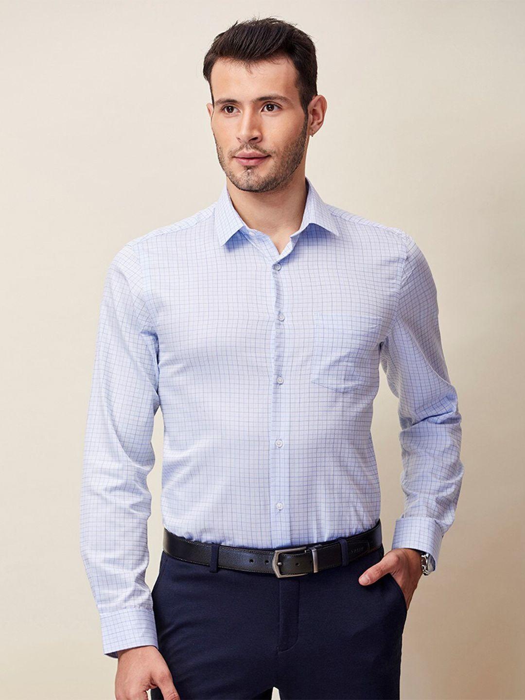 j hampstead men blue classic slim fit checked casual shirt