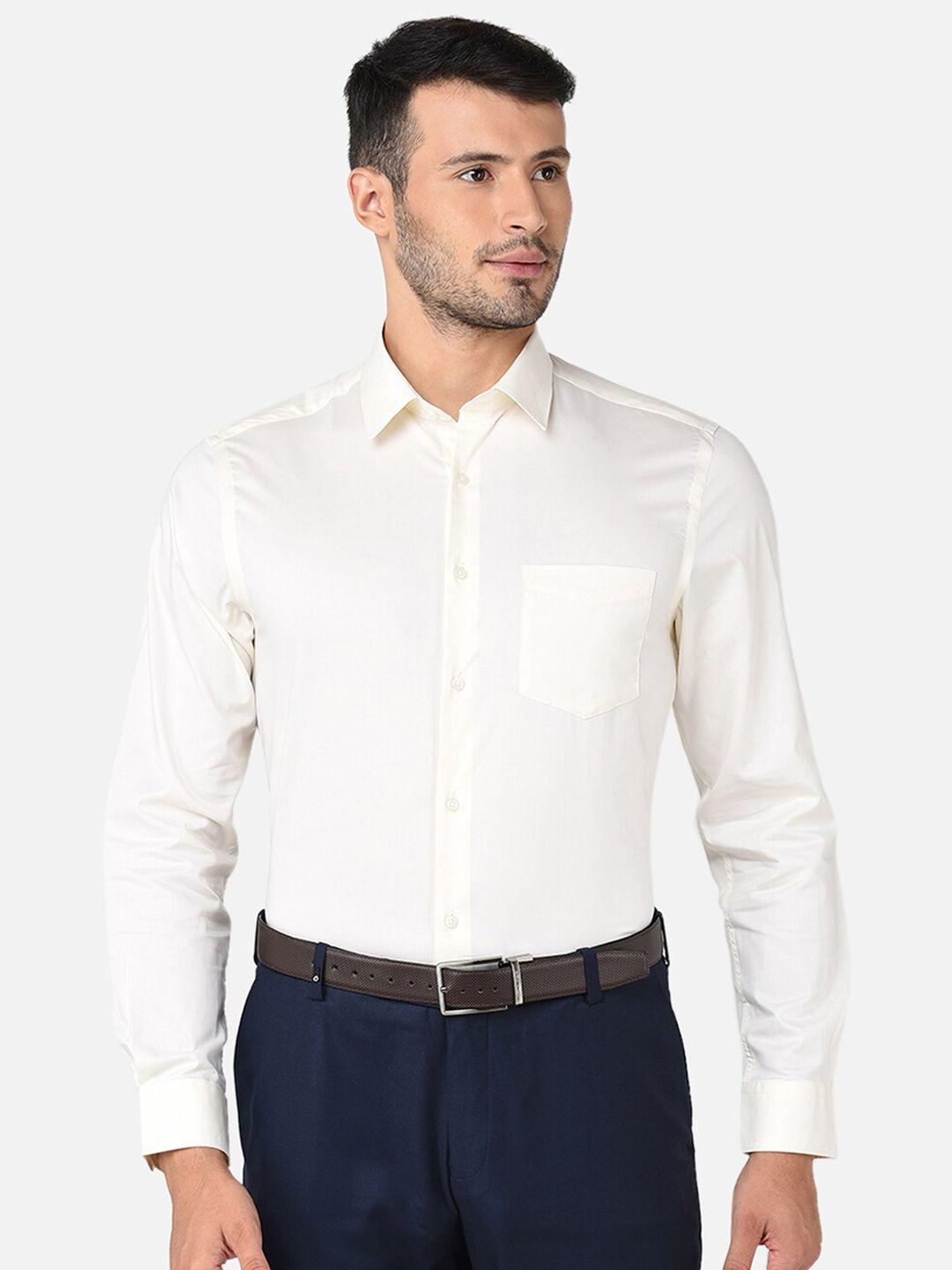 j hampstead men cream-coloured classic formal shirt