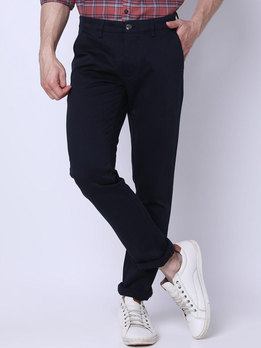 j hampstead men mid-rise slim fit cotton chinos trousers