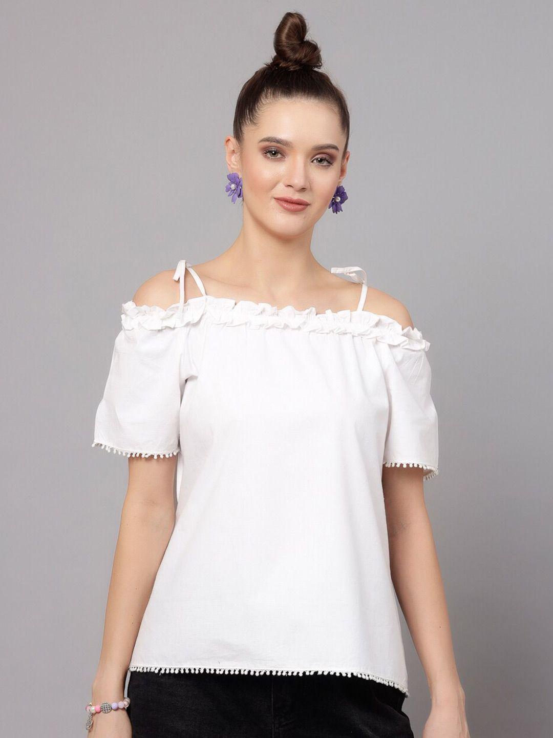 j style cold-shoulder sleeves pure cotton bardot top