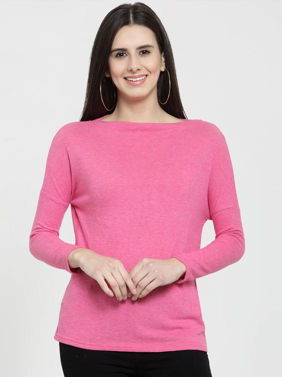 j style women pink solid pure cotton top
