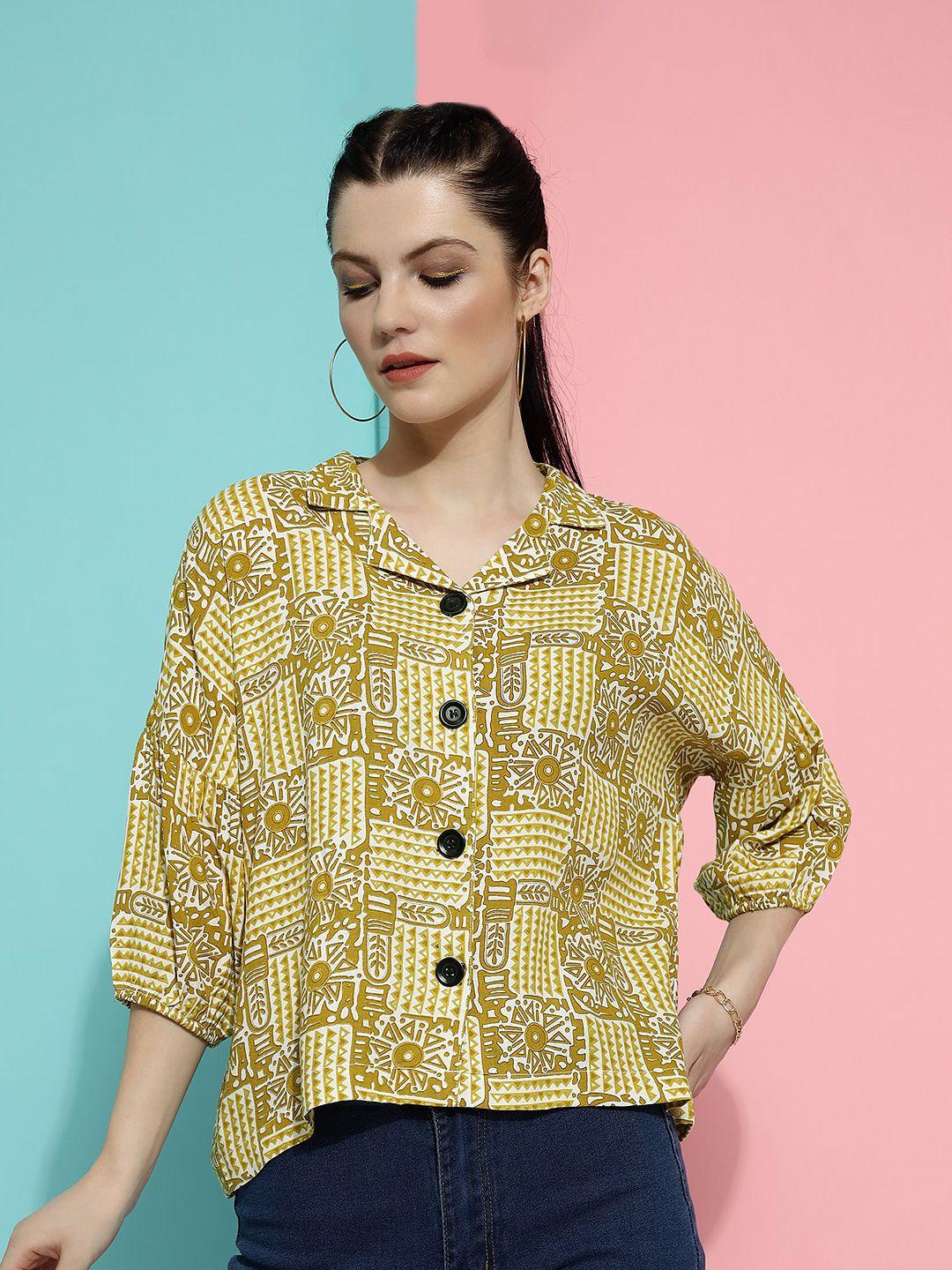 j turritopsis classic boxy opaque ethnic motifs printed oversize casual shirt