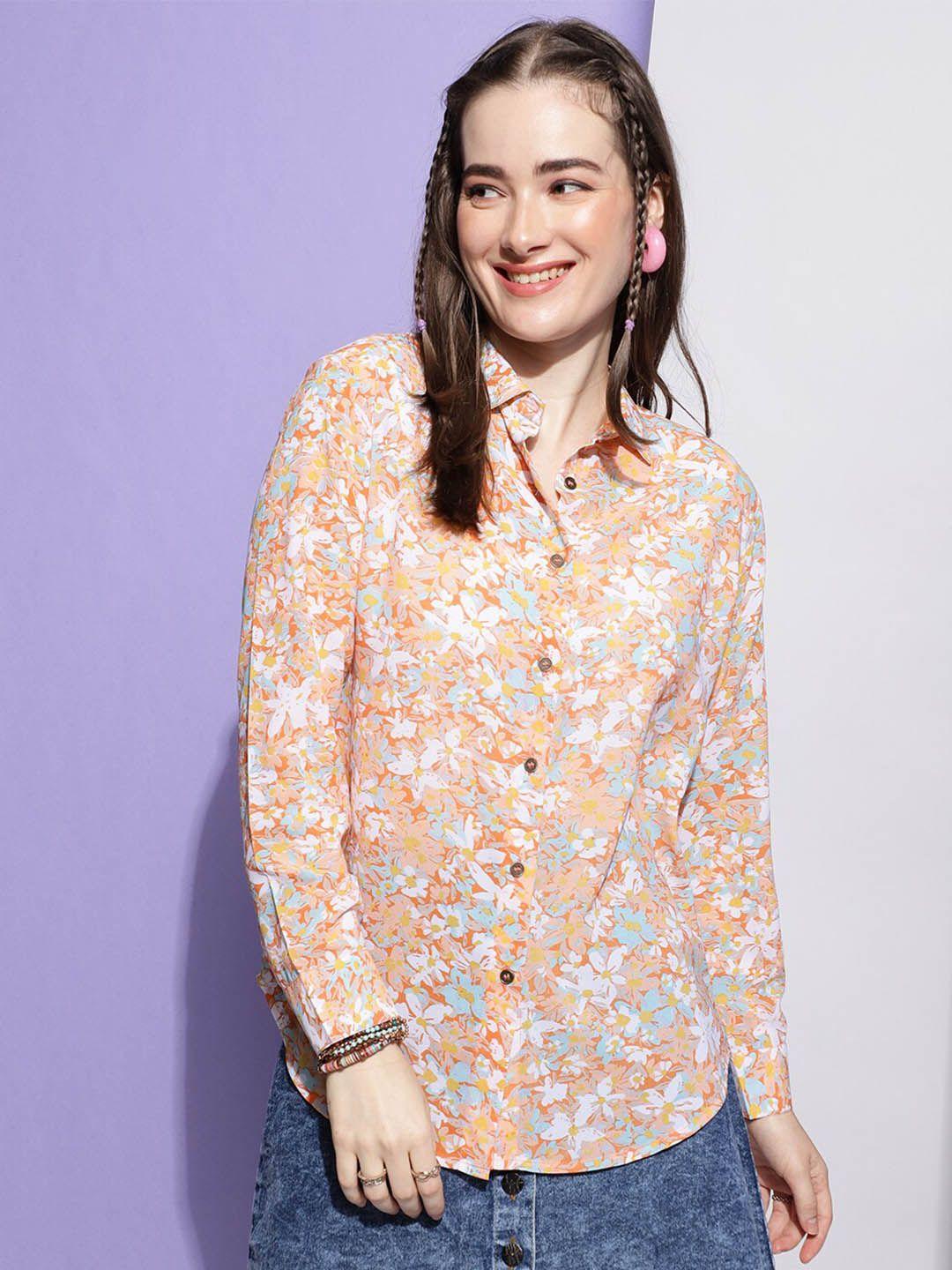 j turritopsis classic floral printed casual georgette shirt