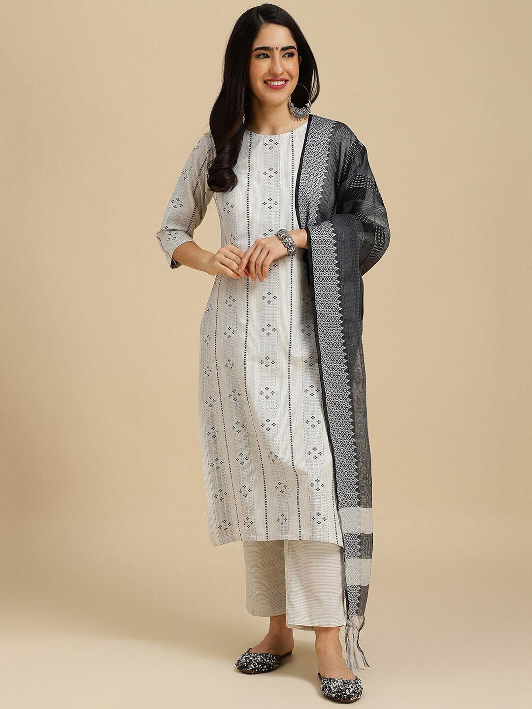 j turritopsis ethnic motif printed regular kurta  with trousers & with dupatta