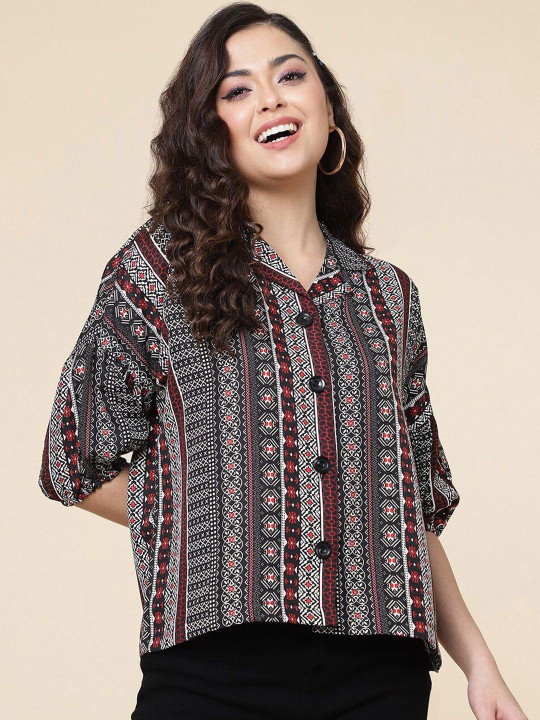 j turritopsis ethnic motifs printed casual shirt