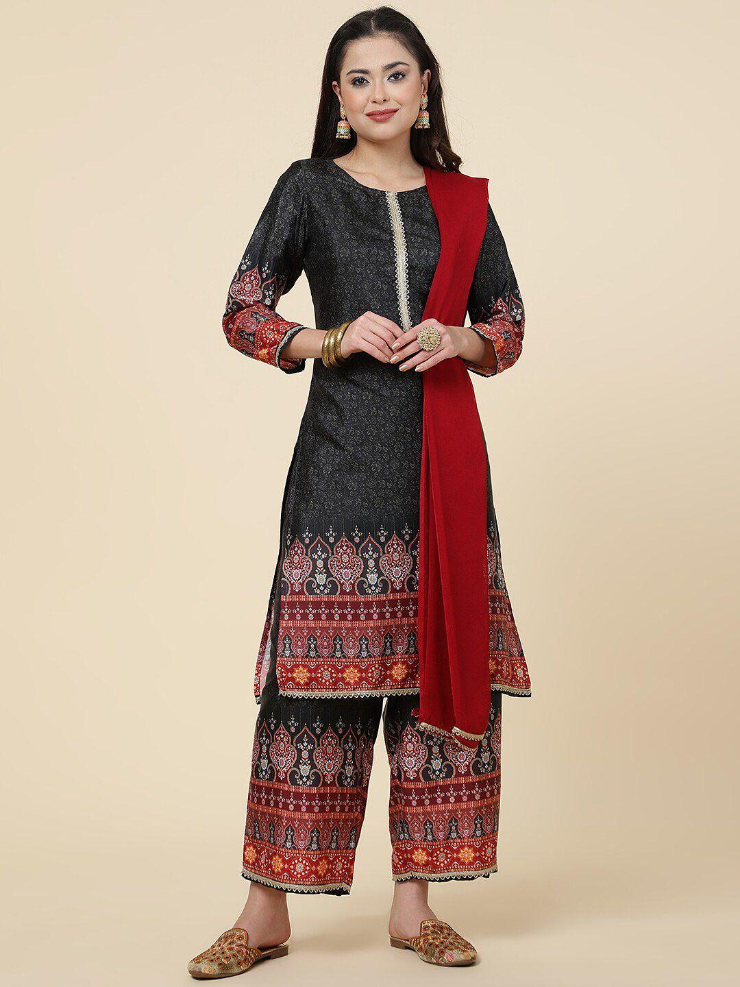 j turritopsis ethnic motifs printed kurta with palazzos & dupatta