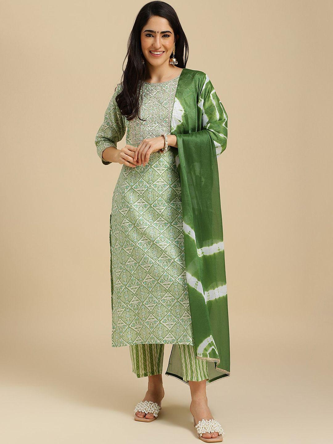 j turritopsis ethnic motifs printed regular kurta with trousers & dupatta