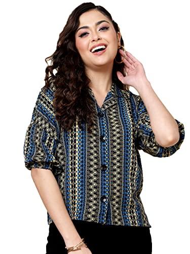 j turritopsis women's rayon printed oversized shirt top blue (234-03-s_o)