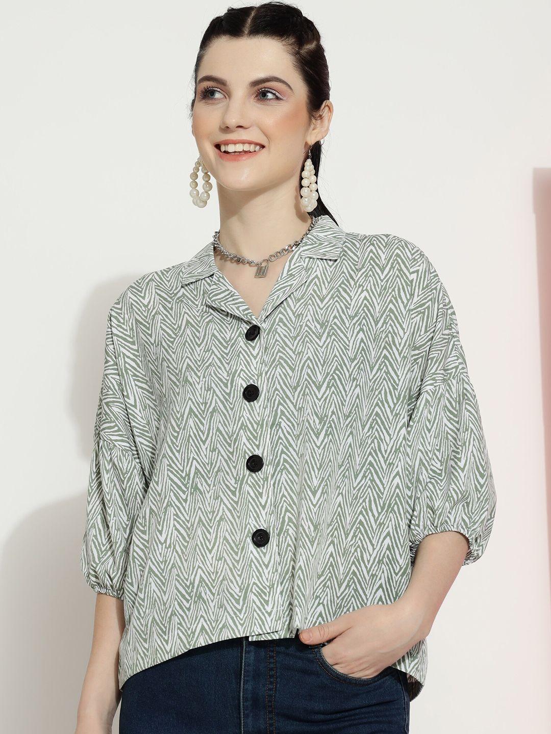 j turritopsis women green classic floral opaque printed casual shirt