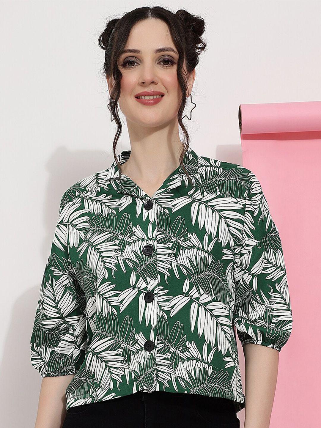 j turritopsis women green classic floral opaque printed casual shirt