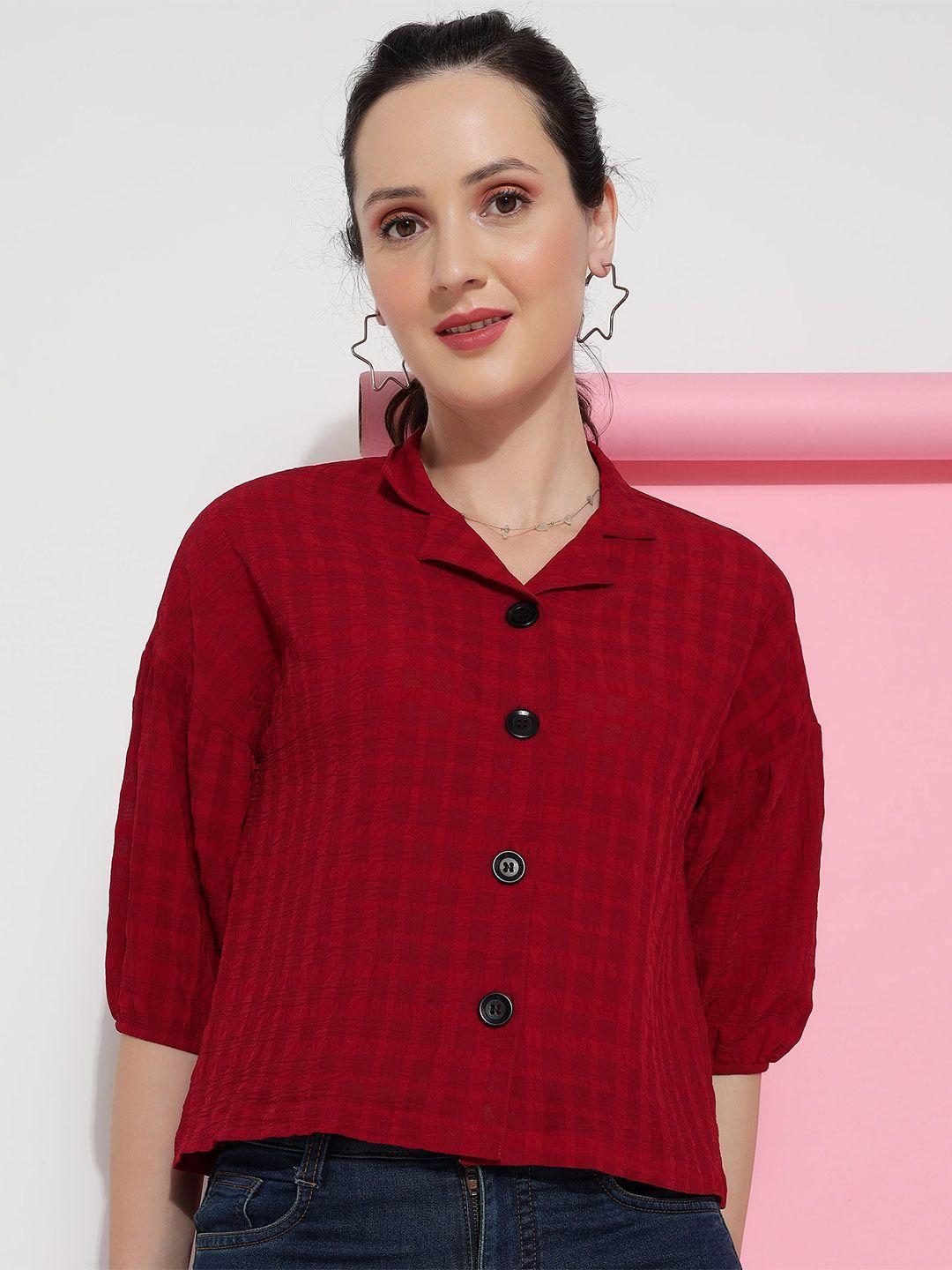 j turritopsis women red classic checked casual shirt