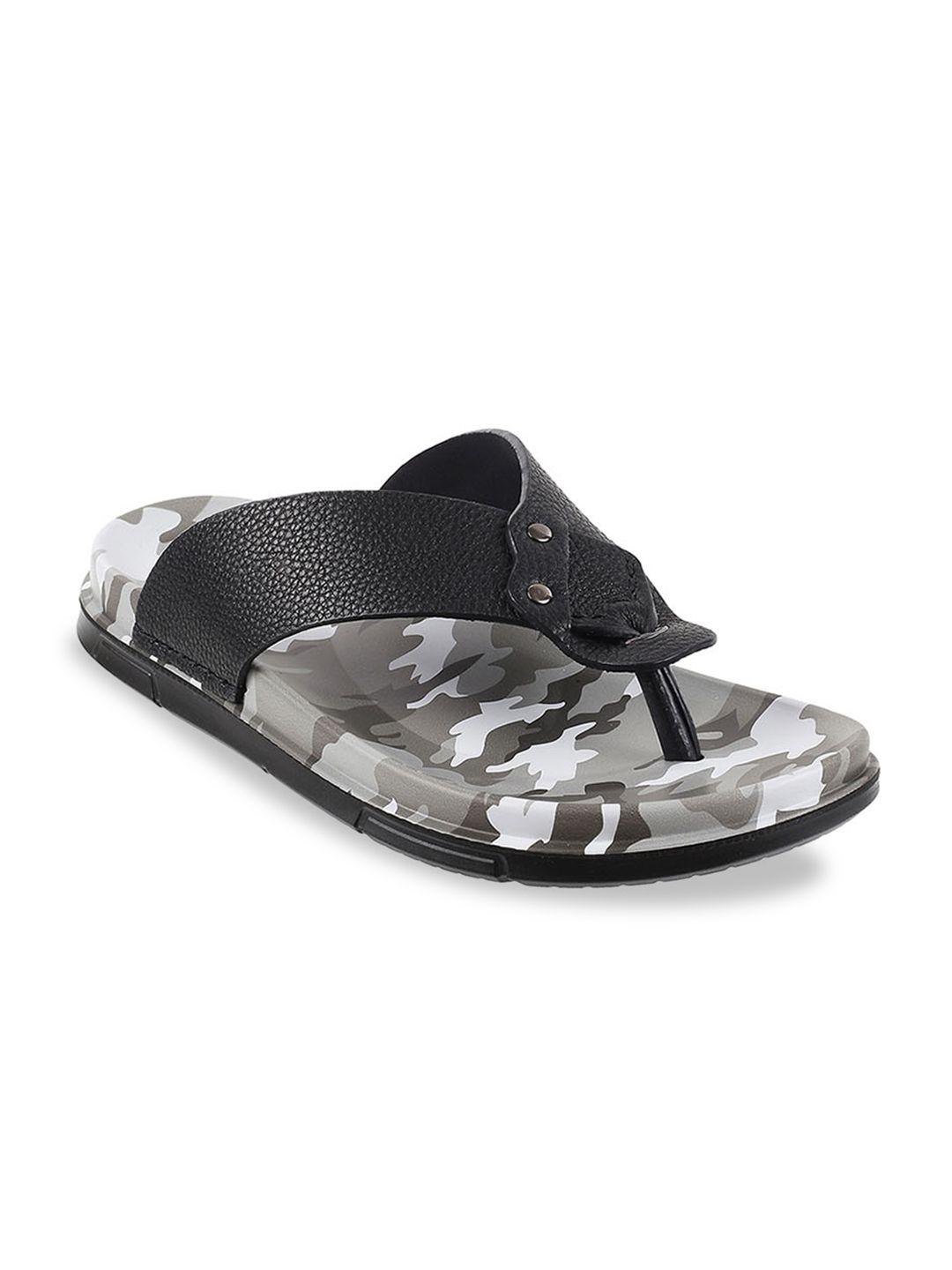 j.fontini men black & grey printed comfort sandals