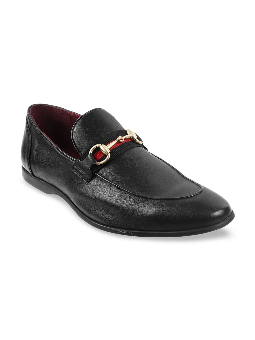 j.fontini men black solid genuine leather formal loafers