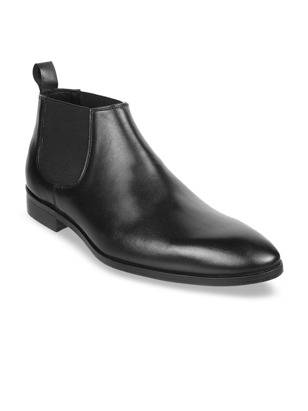 j.fontini men black solid leather formal boots