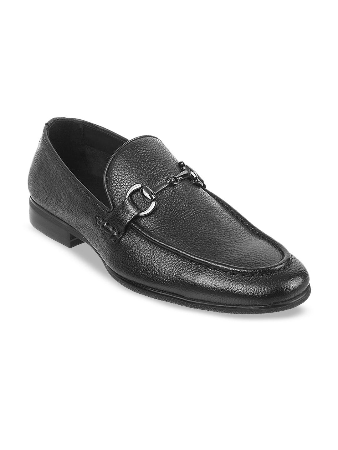 j.fontini men black solid leather formal loafers