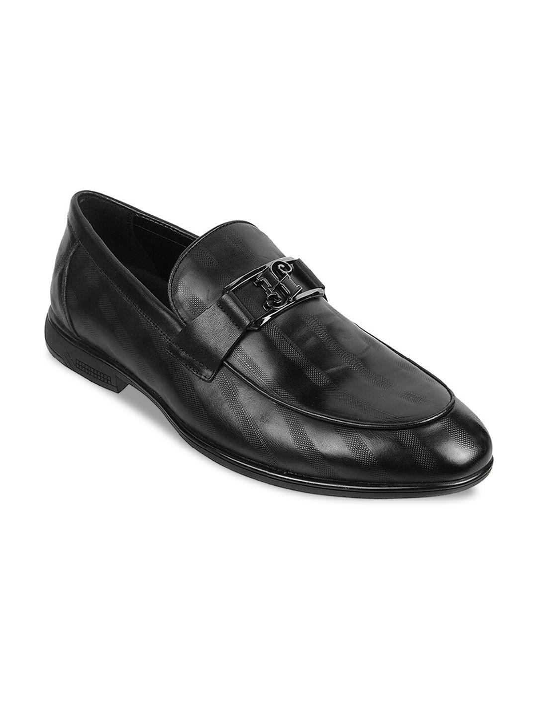 j.fontini men textured buckle detailed leather formal loafers