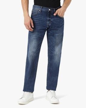 j16 straight fit mid-rise washed jeans
