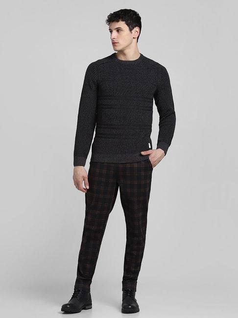 jack & jones black slim fit textured sweater