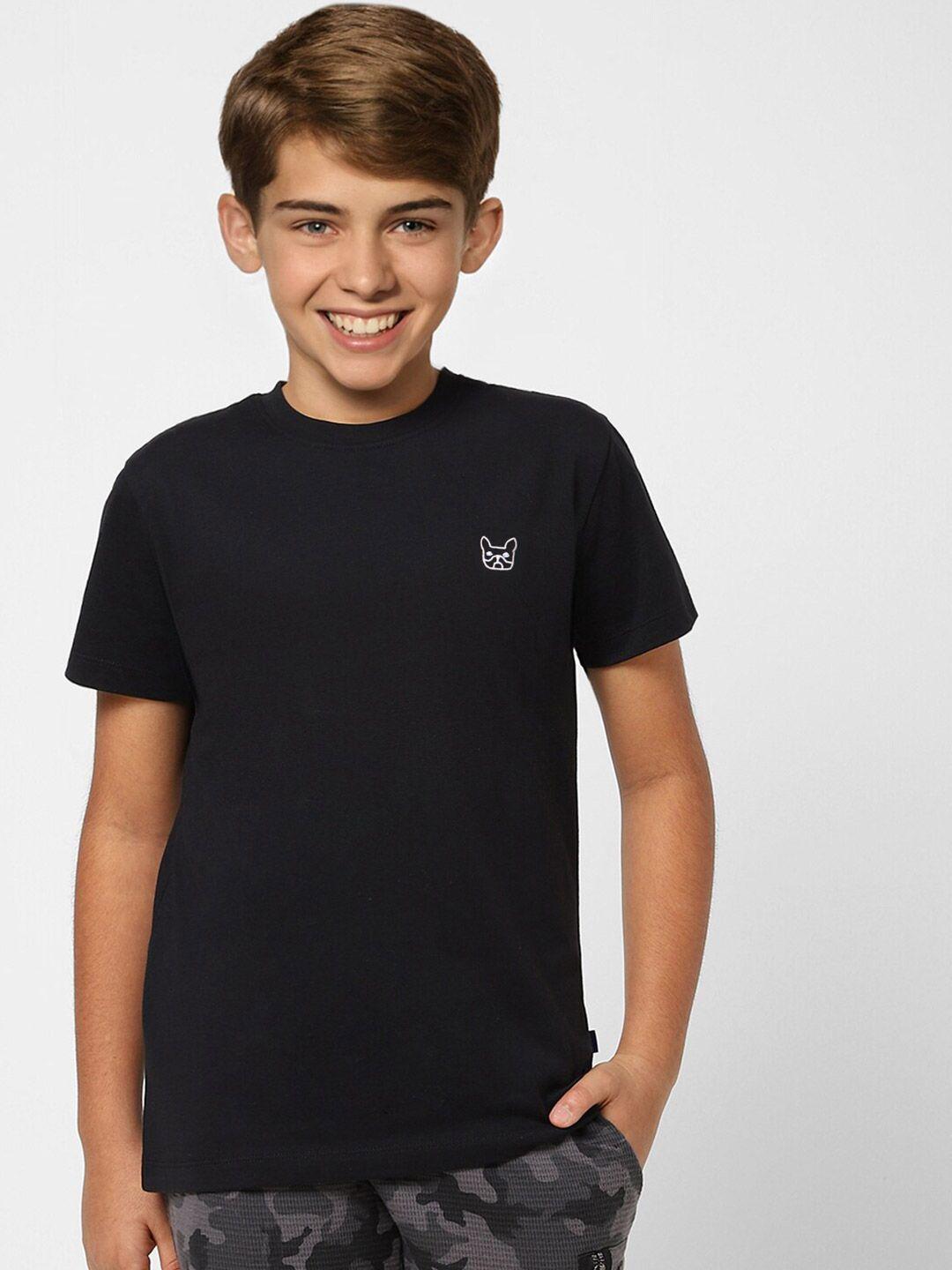 jack-&-jones-boys-black-solid-t-shirt