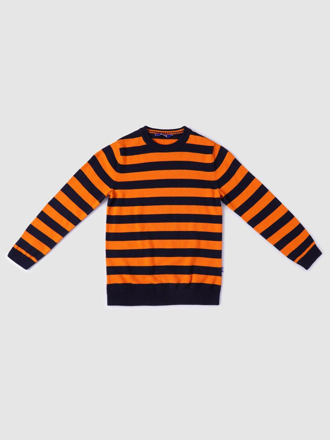jack & jones boys orange & black striped sweater