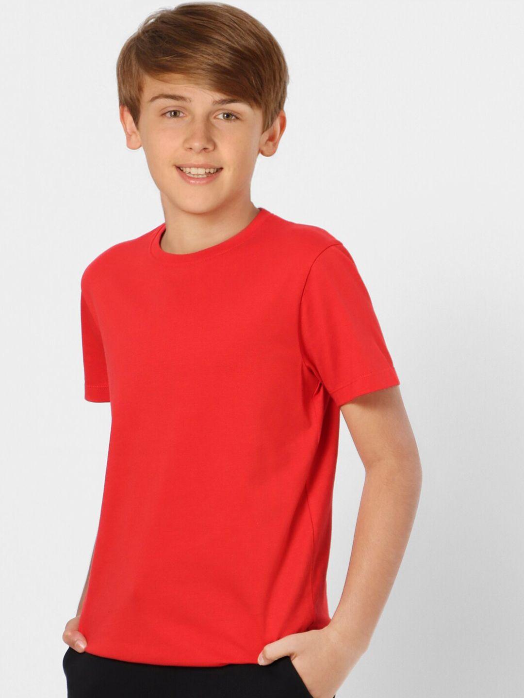 jack & jones boys red raw edge t-shirt