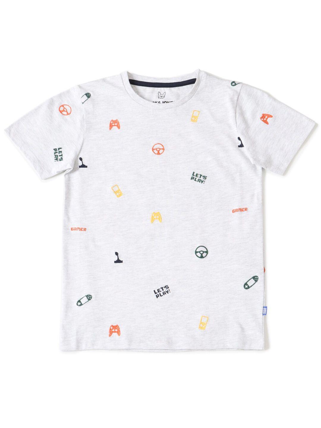 jack & jones boys white printed t-shirt