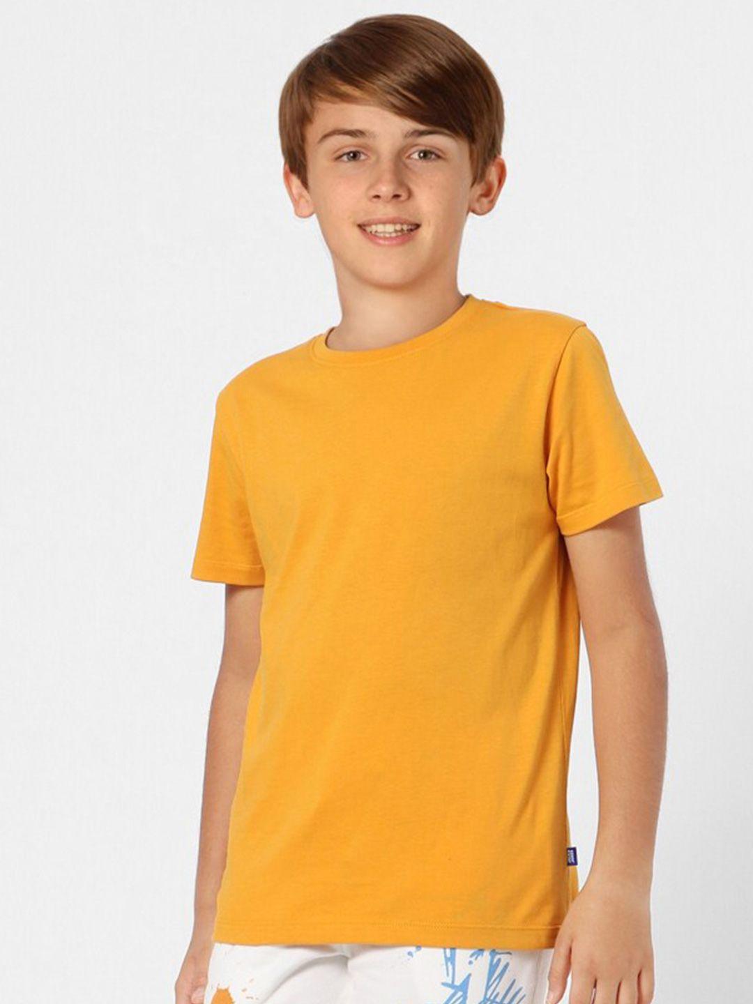 jack & jones boys yellow cotton t-shirt