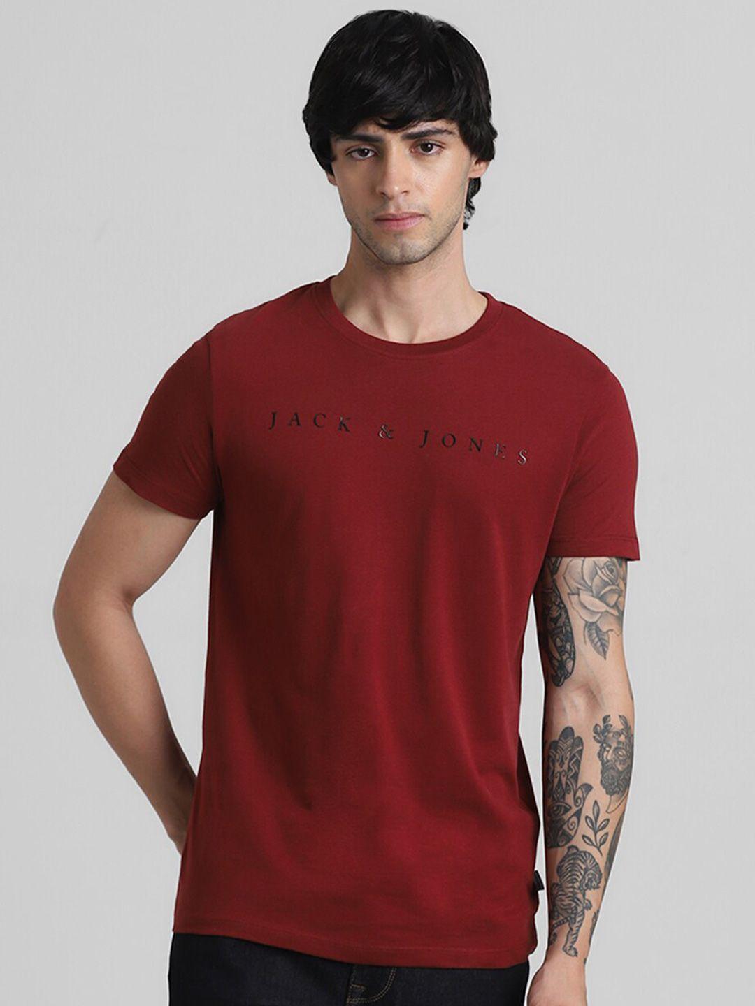 jack & jones brand logo printed cotton t-shirt