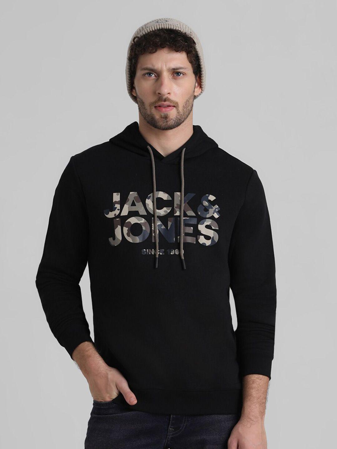 jack & jones brand logo printed hooded sweatshirt
