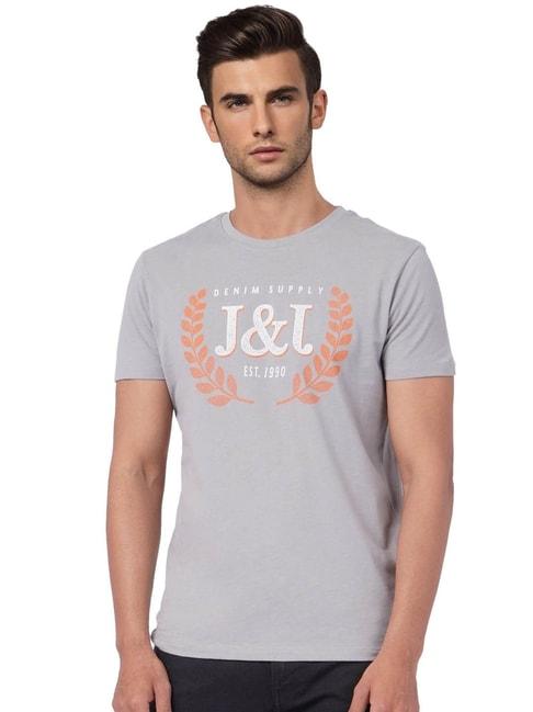 jack & jones grey printed t-shirts